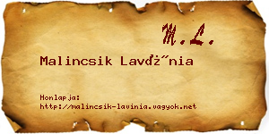 Malincsik Lavínia névjegykártya